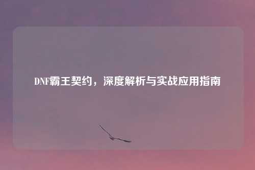 DNF霸王契约，深度解析与实战应用指南