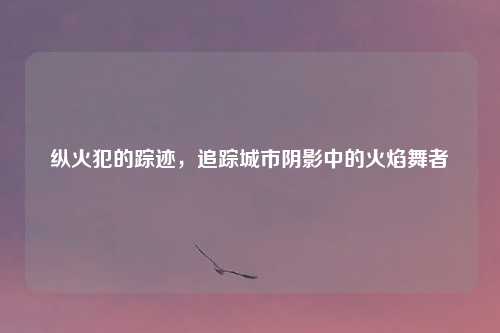 纵火犯的踪迹，追踪城市阴影中的火焰舞者