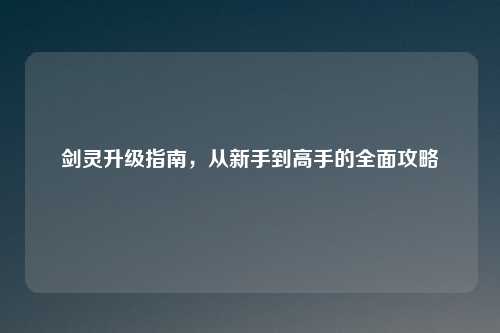 剑灵升级指南，从新手到高手的全面攻略