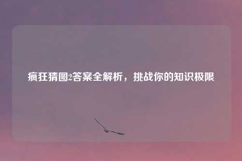 疯狂猜图2答案全解析，挑战你的知识极限