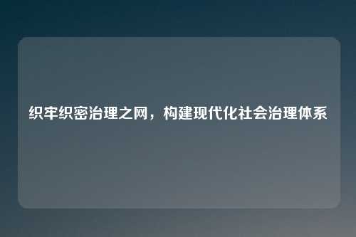 织牢织密治理之网，构建现代化社会治理体系